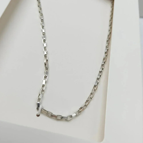 Zara 925 Sterling Silver Plated Box Chain Necklace - Picture 2 of 5
